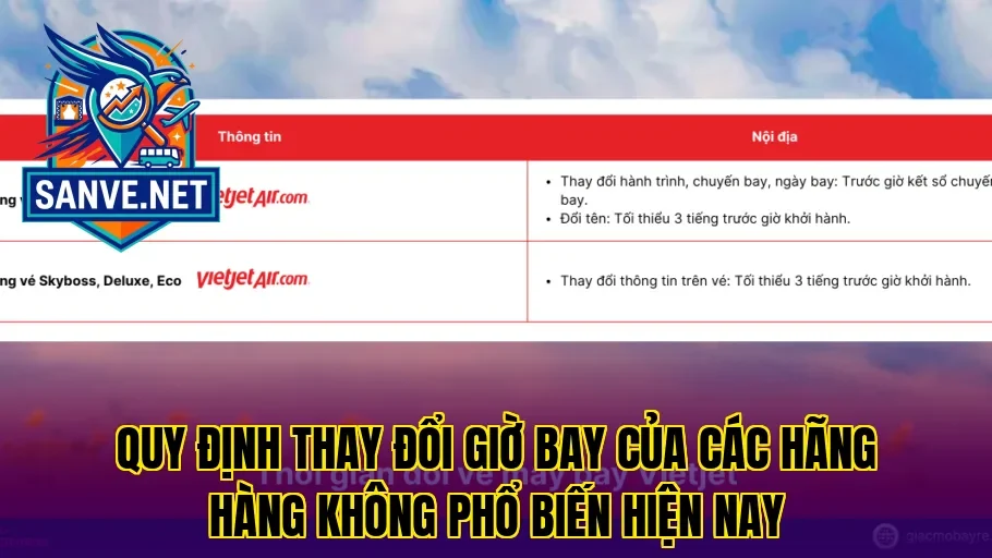 Quy định thay đổi giờ bay của các hãng hàng không phổ biến hiện nay