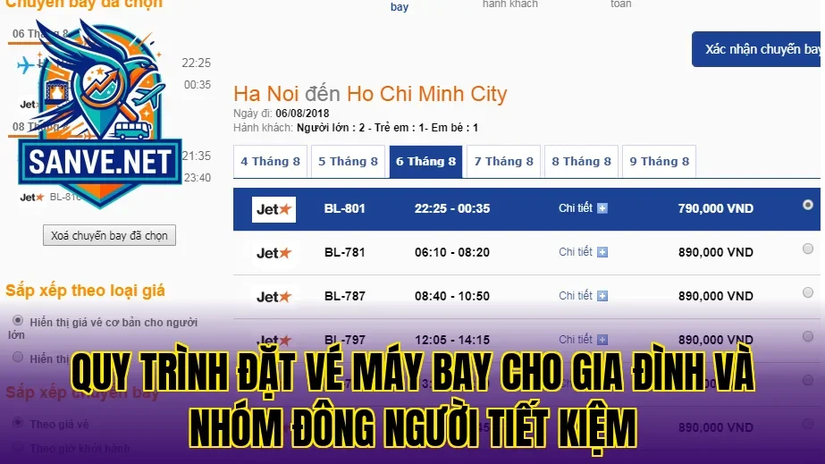 Quy trình đặt vé máy bay cho gia đình và nhóm đông người tiết kiệm